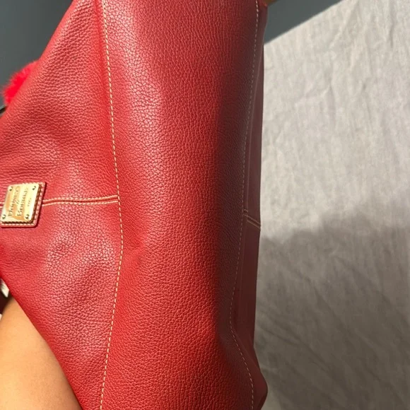 Dooney & Bourke Red Leather Tote with Gold AccentsEUC - Picture 16 of 16